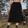 European and american cross-border e-commerce   new versatile slimming workwear washed denim midi skirt for women