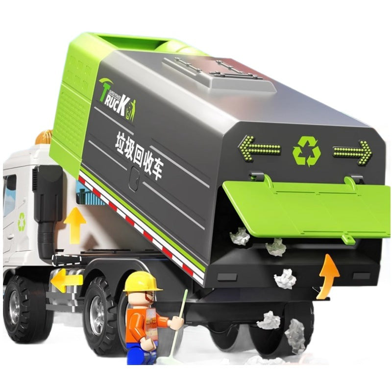 Kids oversized garbage truck sweeping sanitation alloy engineering urban garbage sorting bucket artificial car model toy