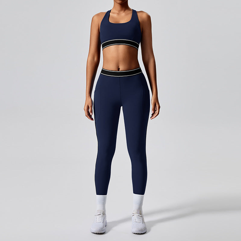 new arrival with chest pad elastic fitness fashion yoga clothes two-piece set women's pilates sports yoga clothes suit