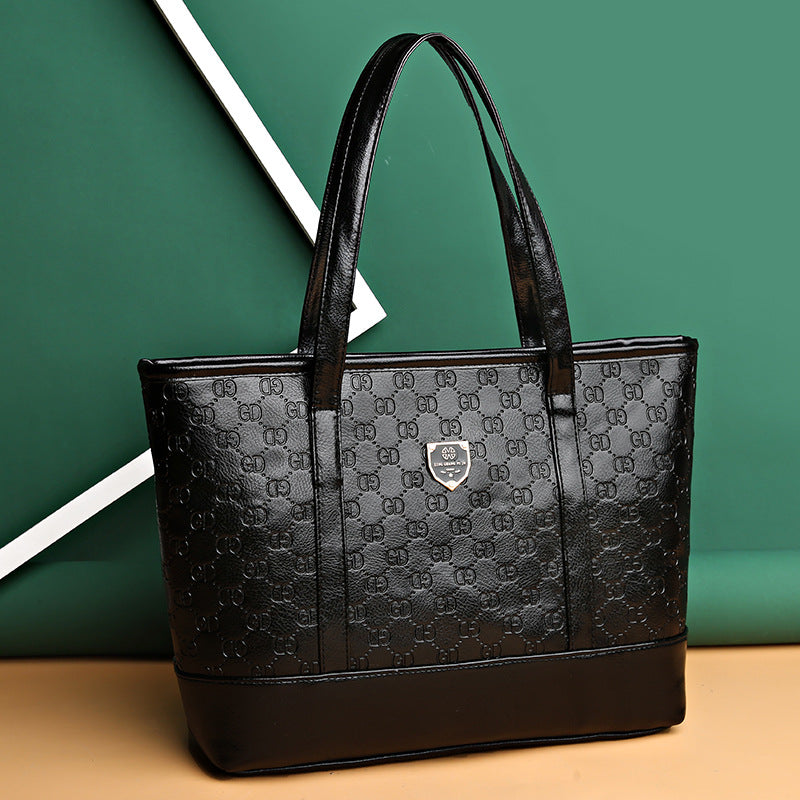 Women's handbag 2023 new large capacity tote bag fashion trendy shoulder bag soft leather middle-aged women's tote wholesale