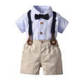 children's clothing set, korean style, boys' short-sleeved striped shirt, cotton overalls, performance outfit, gentleman's first birthday suit