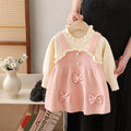 Girls' knit dress - new autumn/winter  collection - bow detail christmas dress - children's dress