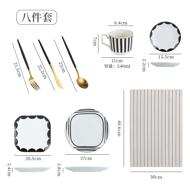 Showroom table tableware ornaments geometric bone china dinner plate scandinavian western food decorative plateaccessible luxury plate suit