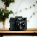 Holga 120n color film camera - leaky master, black plastic resin slr, compatible with color flash