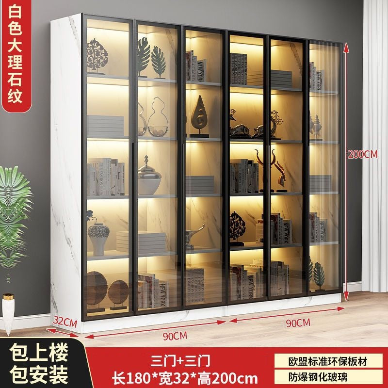 Casual glass door bookcase combination floor-standing display cabinet accessible luxury living room figure gundam storage wine cabinet