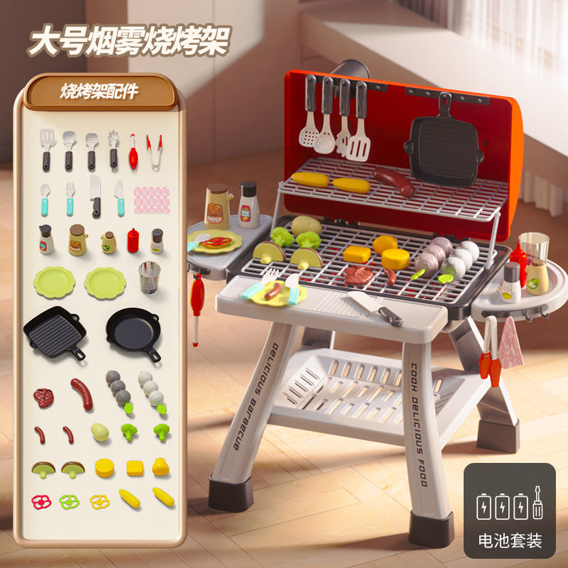 Kids' realistic outdoor cooking spray bbq grill playset - electric bbq oven & utensil set - cross-border toy