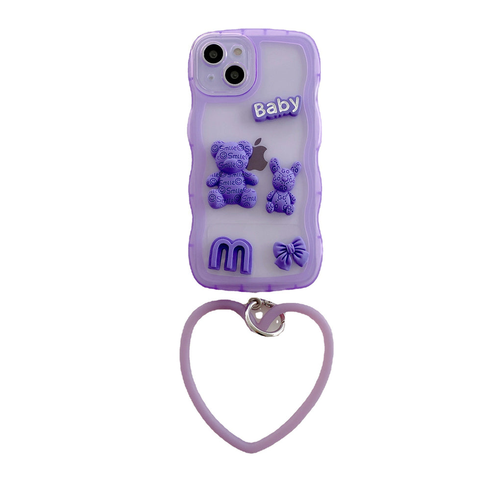 Suitable for huawei honor 70 purple bear mobile phone case, enjoy 30plus anti-fall transparent protective case honor 70