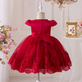 new product flying sleeves beaded first birthday dress embroidered bows fluffy trailing skirt flower children's clothing catwalk performance costume