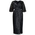 D3308 european and american plus size women's autumn new arrival loose v-neck fashion sequin slit maxi dress african plus size dress