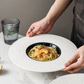 10.5inch straw hat plate western style soup bowl restaurant western food salad pasta plate creative white dot wide rim plate