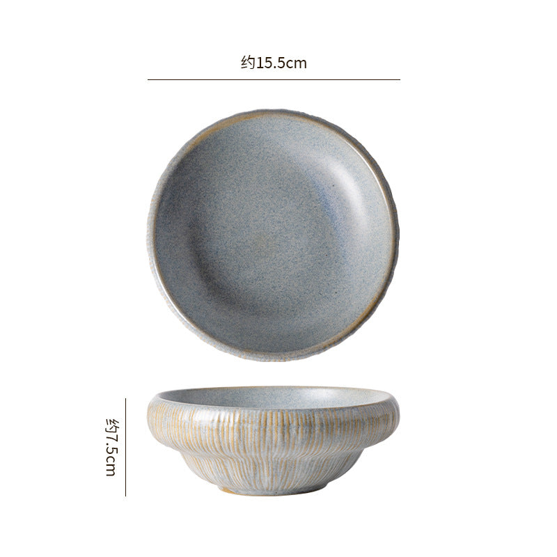 Retro kiln personalized ceramic for home dessert bowl noodle bowl restaurant hotel good-looking cooking bowl stripes ceramic bowl