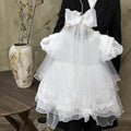 Girls'  new princess dress summer baby white dress flower girl wedding dress birthday tutu skirt