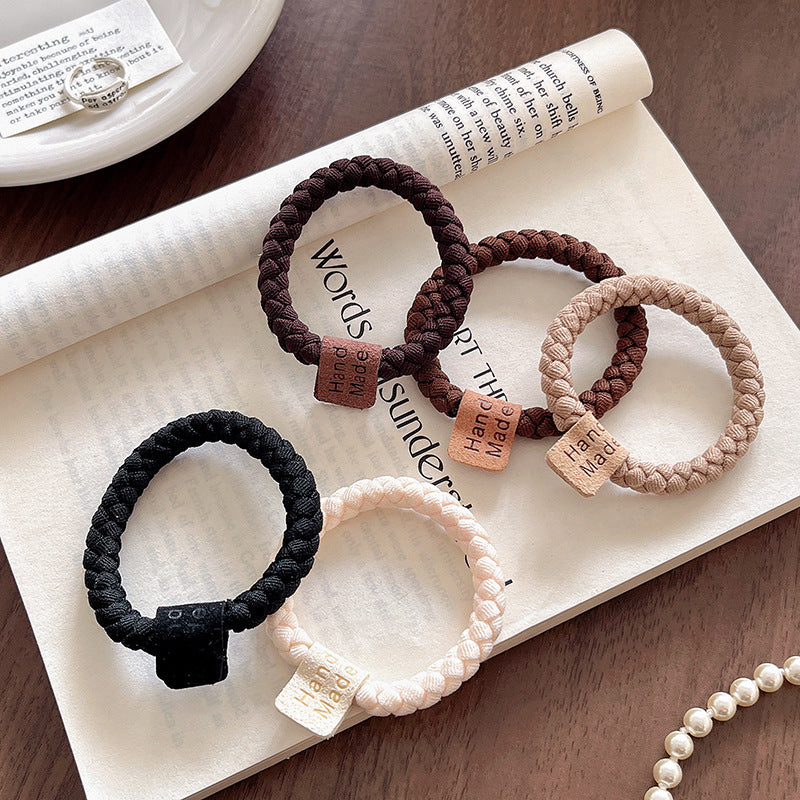 K-stylecasualletter high elastic headband women's bun head rubber band hair tie milk coffee color bold hair rope headwear