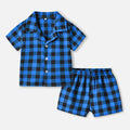 Boys' spring/autumn lightweight cotton short-sleeve cardigan plaid pajama set - kids' loungewear