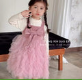 Girls' dress  autumn new style chic bow princess dress high-end black little girl sweet two-piece set