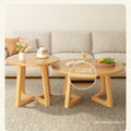 Japanese style solid wood living room coffee table small apartment insfor home log style round side table casual dining tea table