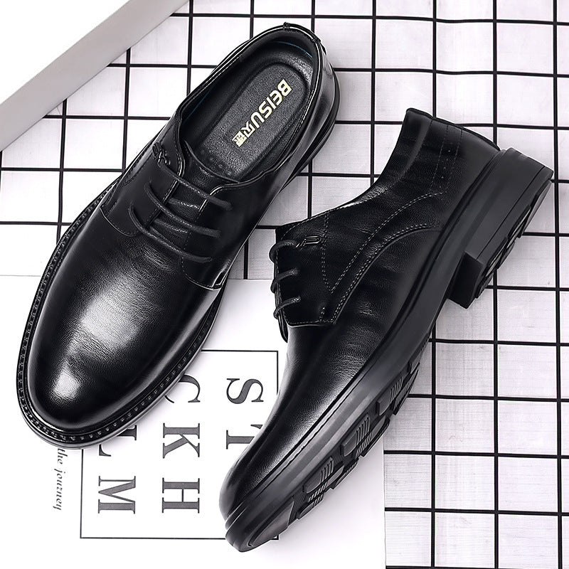 Men's leather dress shoes - soft leather, soft sole - live stream, business formal, youth casual, groomsmen, wedding shoes