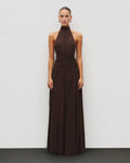 women's clothing  spring/summer new fashion halter neck sexy backless maxi dress with tie-up and slit