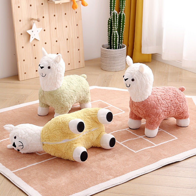 Alpaca seat Living room shoe changing stool Children's sofa Leisure chair Sitting stool Cartoon birthday Simple modern animal stool