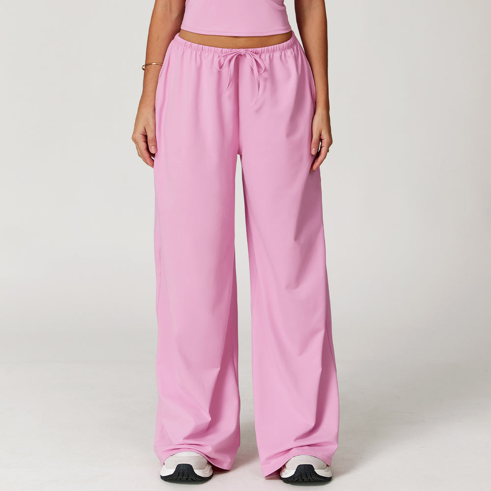 Amazon's new arrivalfashion brushed drape wide-leg loosecasual pants sports fitness elastic drawstring tie backpants