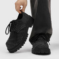 Men's leather shoes springsense of designniche style denim hole derby shoes trendycasualthick sole big toe beggar trendy shoes