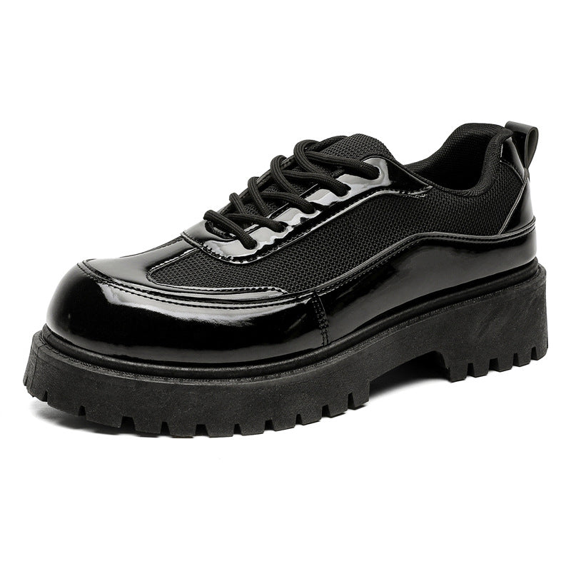 Men's shoes 2026 new spring british style casual low-top martin boots men's leather shoes chunky sole black derby trendy shoes