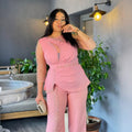 African plus size trendy new women's cross-border long sleeve top + pants two-piece set