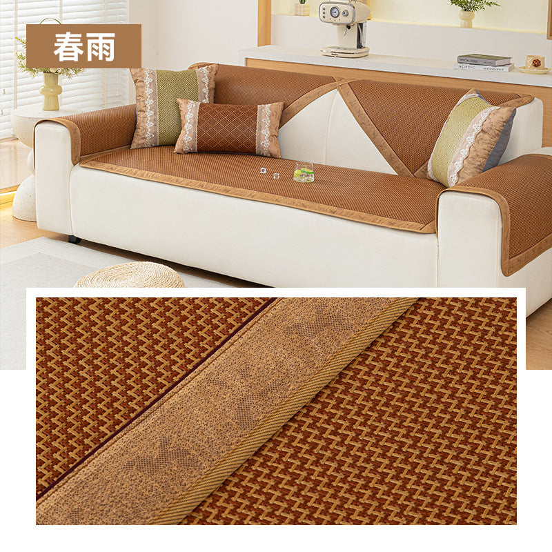 Cool feeling rattan cushion sofa cushion summer mat advanced feeling living room non-slip sofa cushion recliner backrest summer cushion cover