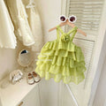 Sleeveless dress  girls' summer outfit new summer children's princess style chic baby beach dress