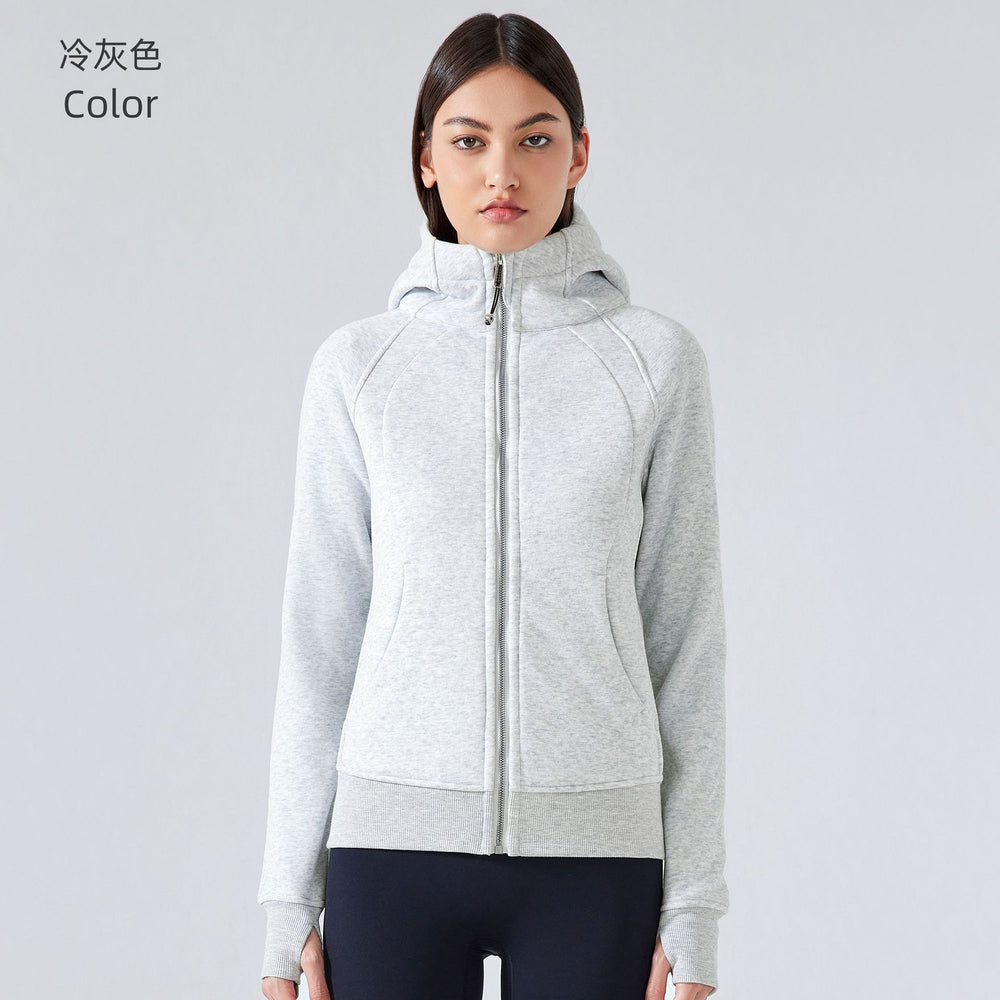 Sca new thickened warm hooded jacket women's outdoor fitness sweatshirt yoga jacket sports top dj028