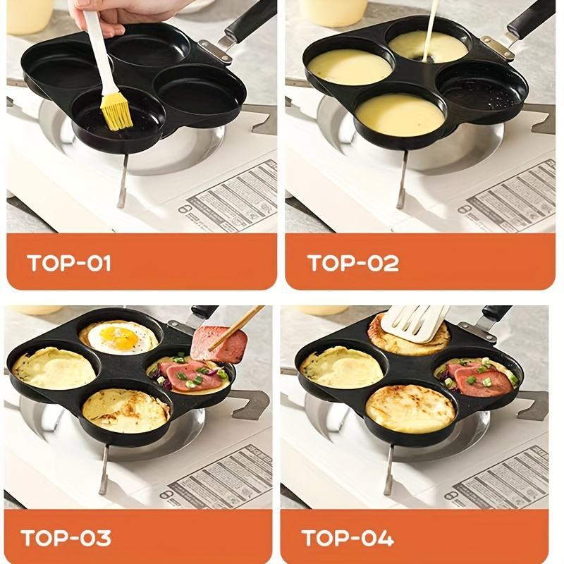 medical stone four-hole frying pan for home breakfast omelette pan egg burger frying pan factory direct supply wholesale