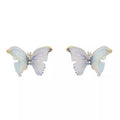 2024 new colorful butterfly silver needle stud earrings for women - summer light luxury, high-end blue earrings, unique design jewelry