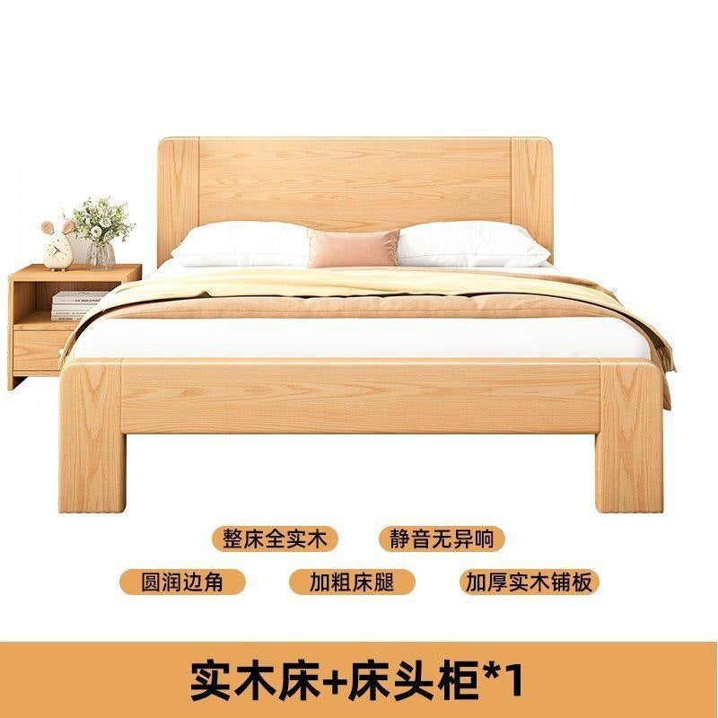 Double bed 1.8x 2m bed single bed 1.5mfor home solid wood bed 1.2m rental house bed log style low box