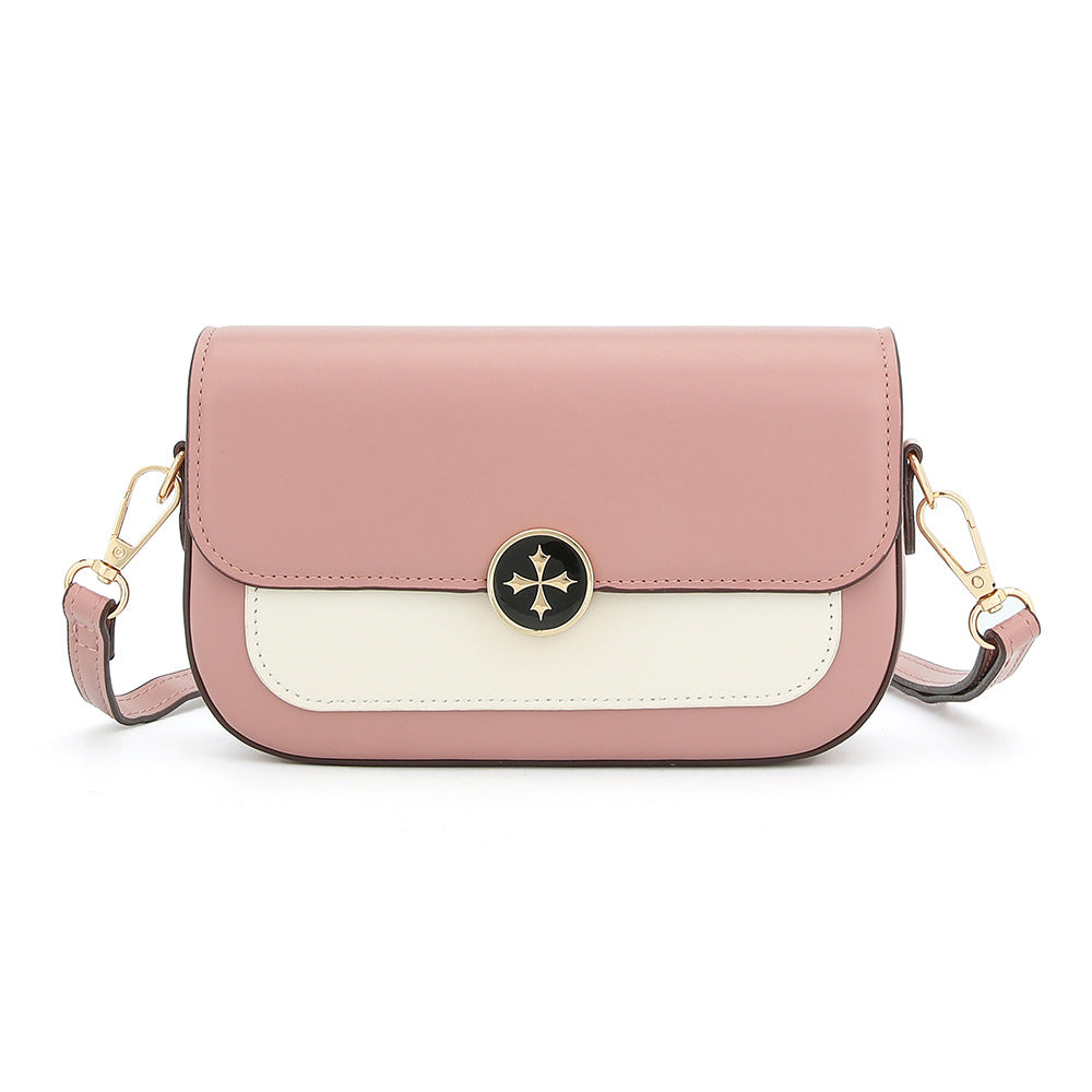 Cross-border new no-LOGO women's mobile phone bag contrasting color plain weave 235 shoulder messenger bag small square bag women's bag