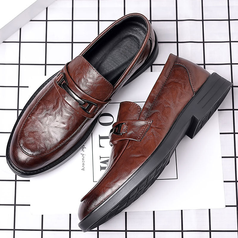 Leather shoes for men, business formal wear, casual men's live broadcast, spring new arrival british style work, korean style cross-border slip-on leather shoes