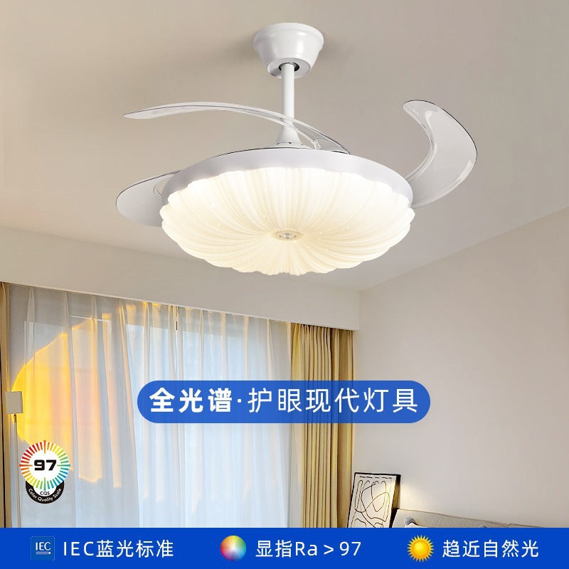 Cream wind invisible fan chandelier household living room bedroom light wind mute integrated frequency conversion restaurant lighting wholesale