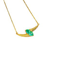 【set】european and american retro heavily engraved diamond-studded titanium steel emerald necklace, exquisite high-end light luxury earrings and ring set for women
