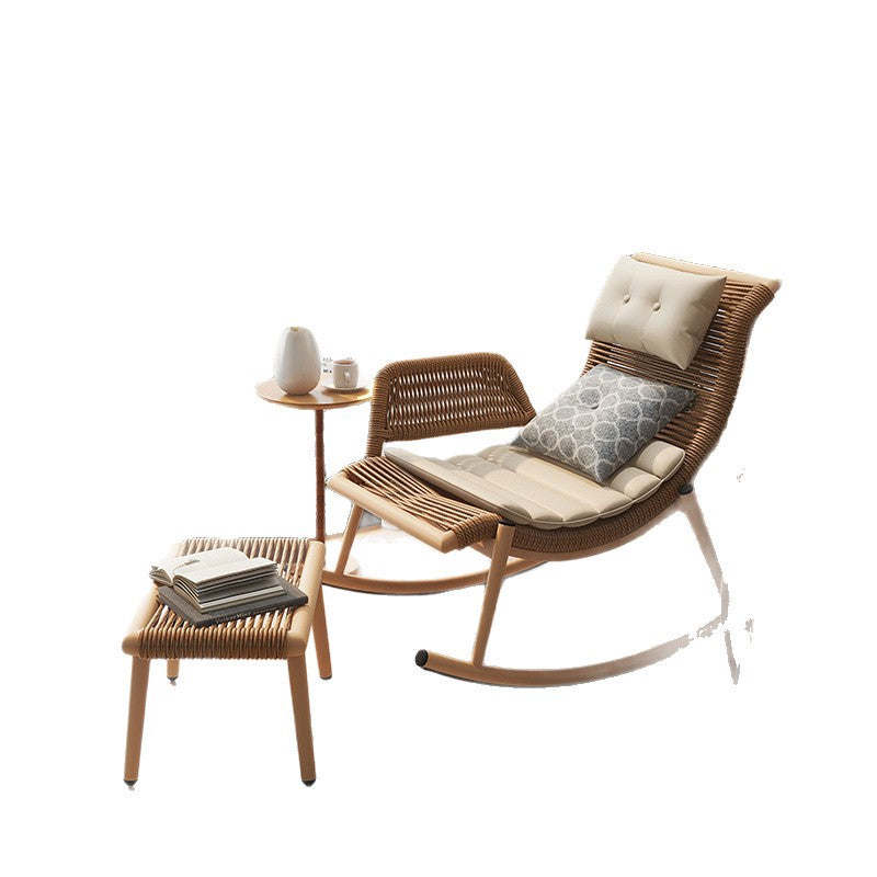Rocking chair recliner rattan for home balcony rattan chair outdoor courtyard terrace lunch break lazy chair adult casual rocking chair