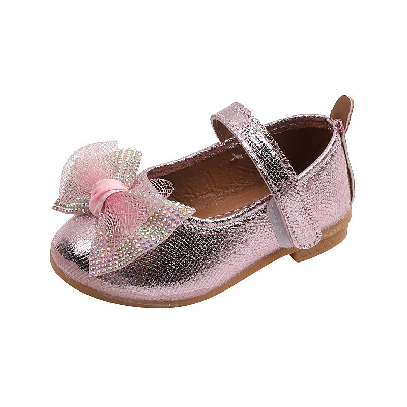 Girls' leather shoes - spring/autumn collection, new summer styles, soft sole children's shoes, spring/summer new arrivals with bow detail
