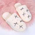 Cute girly ins style cotton slippers for women indoor flatsfor homeheattechfall and winterbowspopular furry slippers