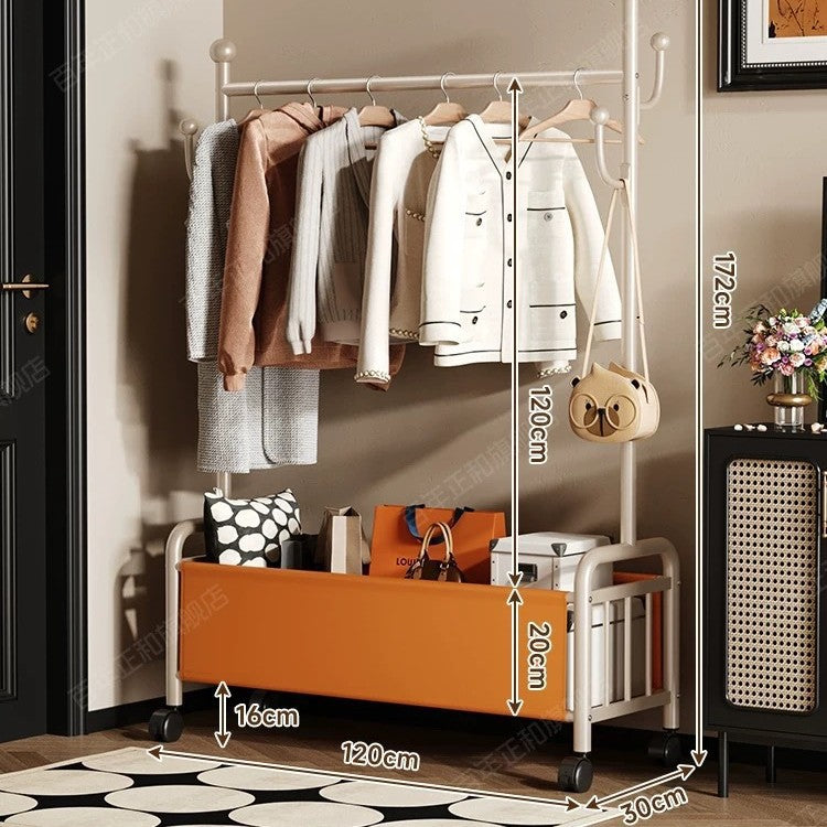 Popular floor-to-ceiling drying rack, multi-functional clothes hanging rod, indoor bedroom removable storage bedside coat rack