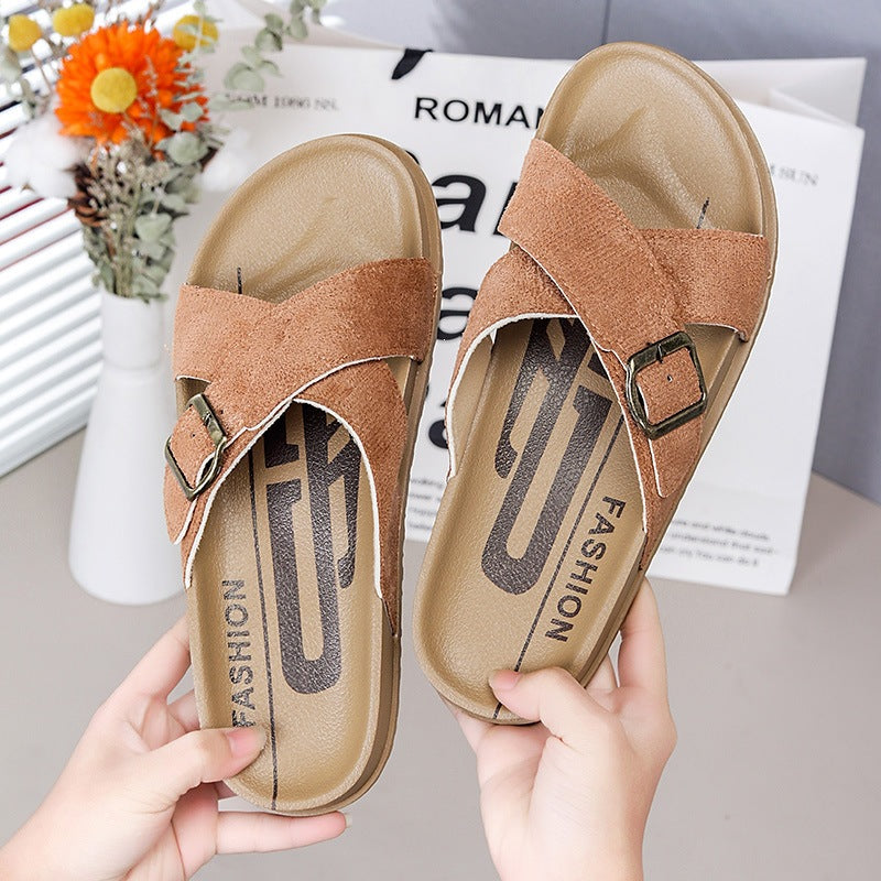 2026 new french retro platform crossover strap french chic sandals & slippers - summer women's outerwear fashion export