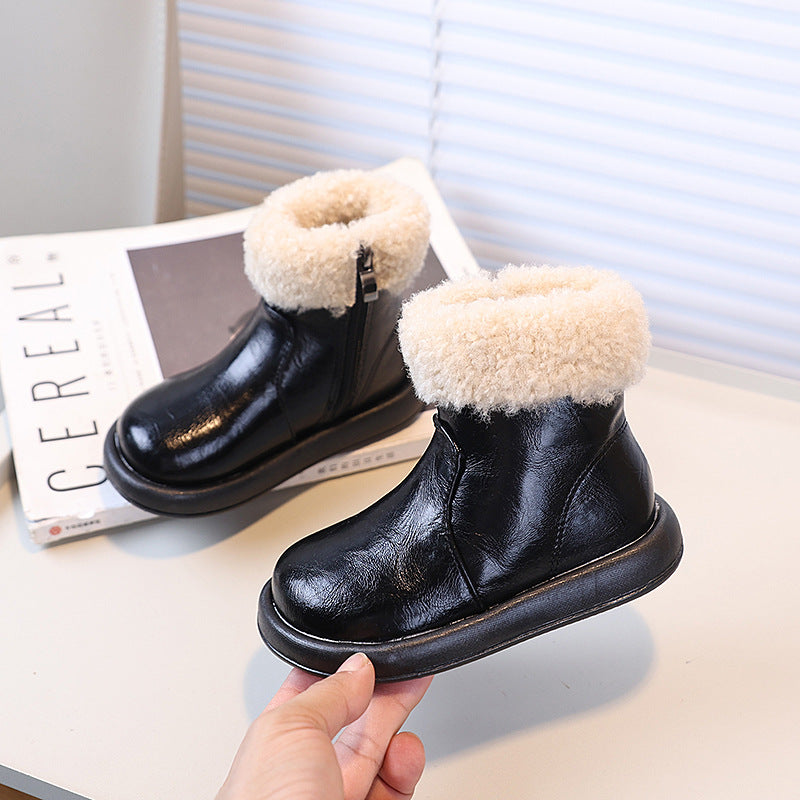 Kids' british style martin boots - new autumn/winter korean design - girls' fashion ankle boots - fleece-lined cotton boots