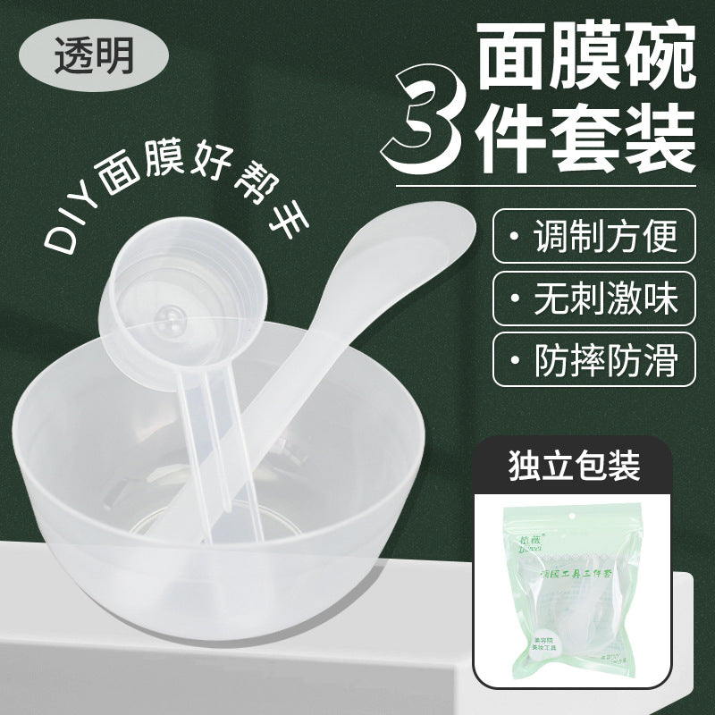 Zhiwei beauty salon spa tools mask bowl three-piece set plastic bowl mixing stick 10g flats measuring spoon