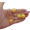 Wholesale cross-border middle eastern conical design gold-plated necklace, pendant, earrings, and ring three-piece jewelry set