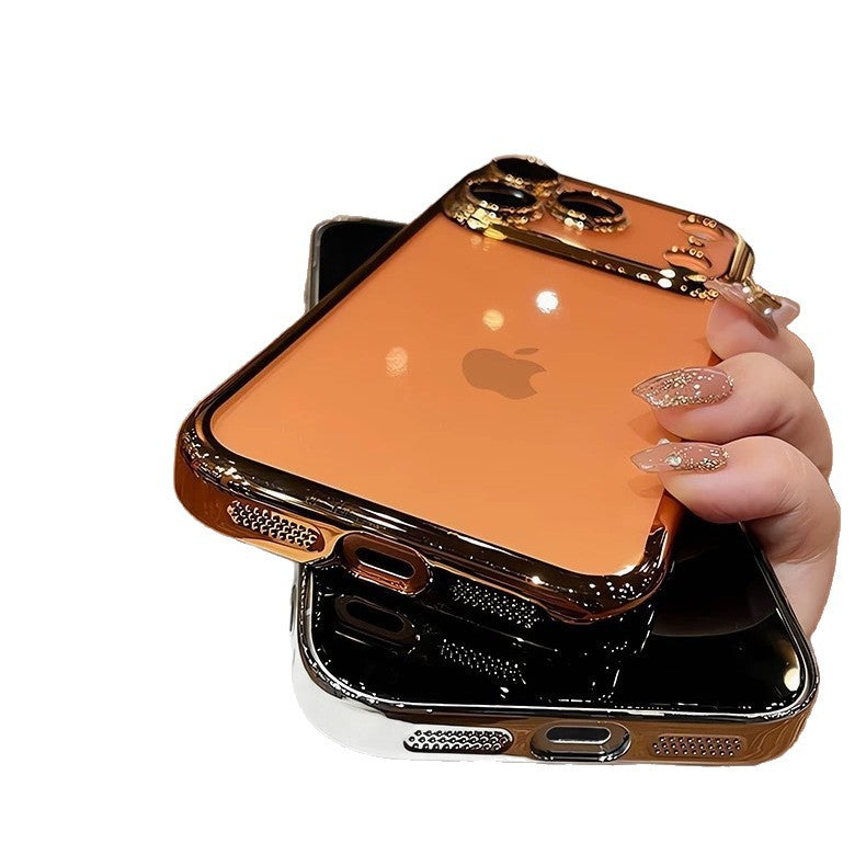 Suitable for apple 17promax mobile phone case pc electroplated glass lens film iphone16 all-inclusive anti-fall protective case