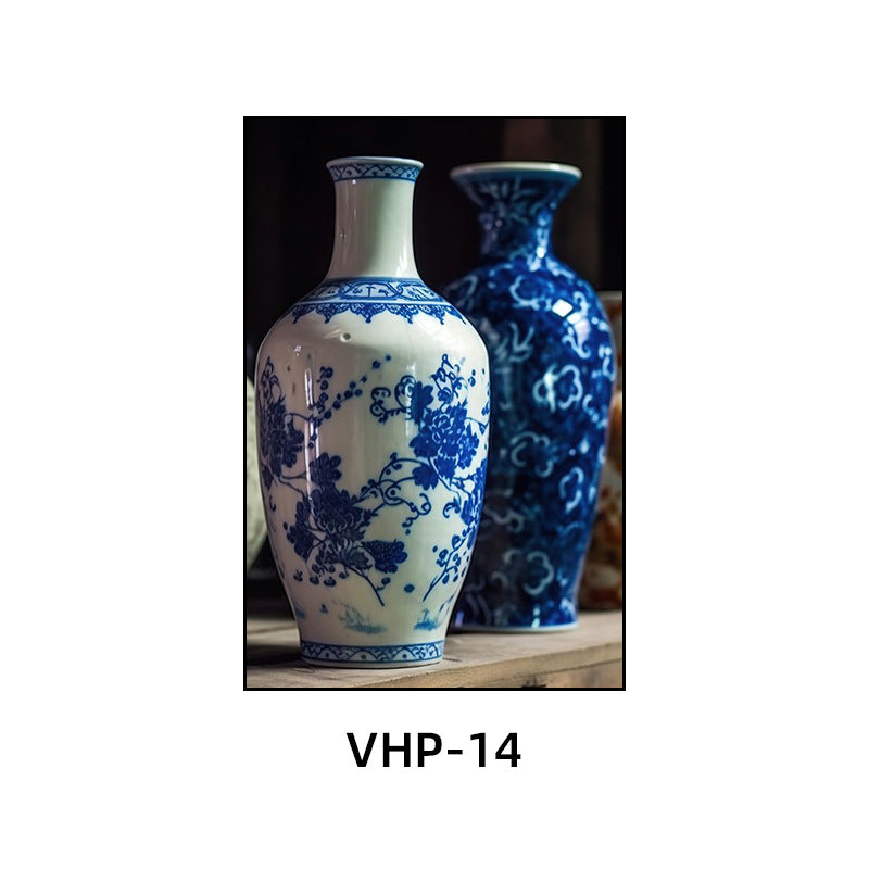 Blue and white porcelain decorative painting vase porcelain ceramic new Chinese style living room hanging painting hotel hotel restaurant box Chinese style