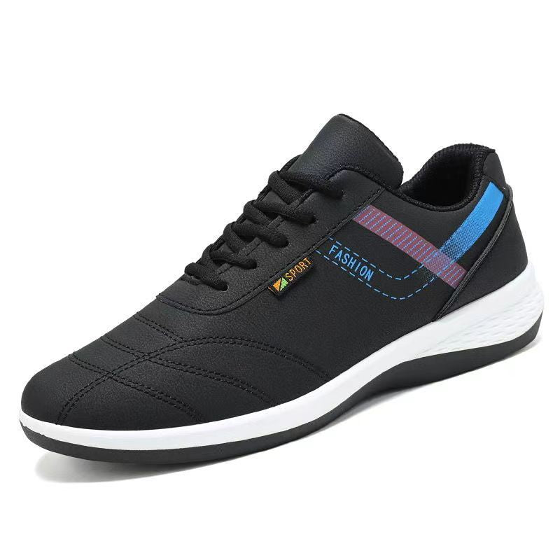 Spring/summer new men's leather shoes - versatile korean style, british fashion, trendy men's business casual shoes with hidden wedge heel and lace-up closure