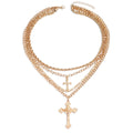Multi-layered necklace wholesale european and american cross-border new niche cross retro jewelry easter clavicle chain for women