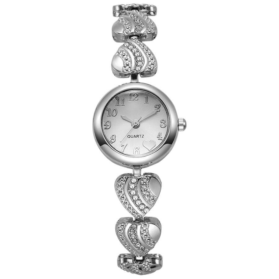 New women's heart-shaped bracelet watch - cross-border hot seller, quartz movement, petite diamond-accented watch bracelet, wholesale from manufacturer